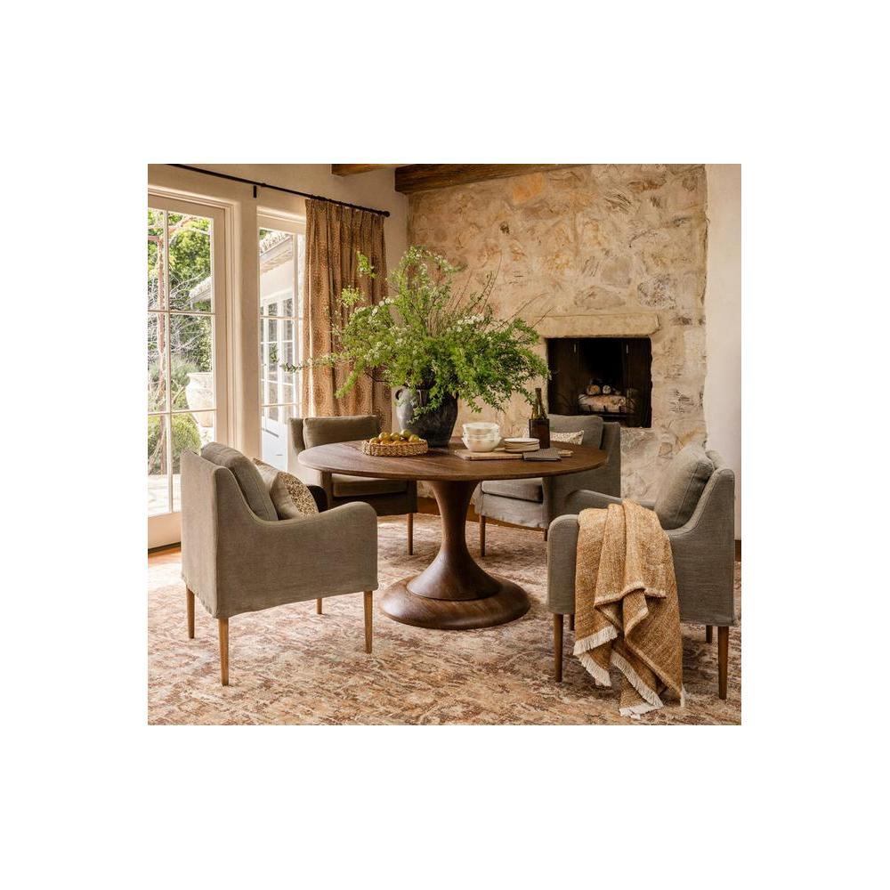 Heritage Brick Rug featuring distressed pattern in brick red, taupe, beige on ivory background, hand-tufted wool