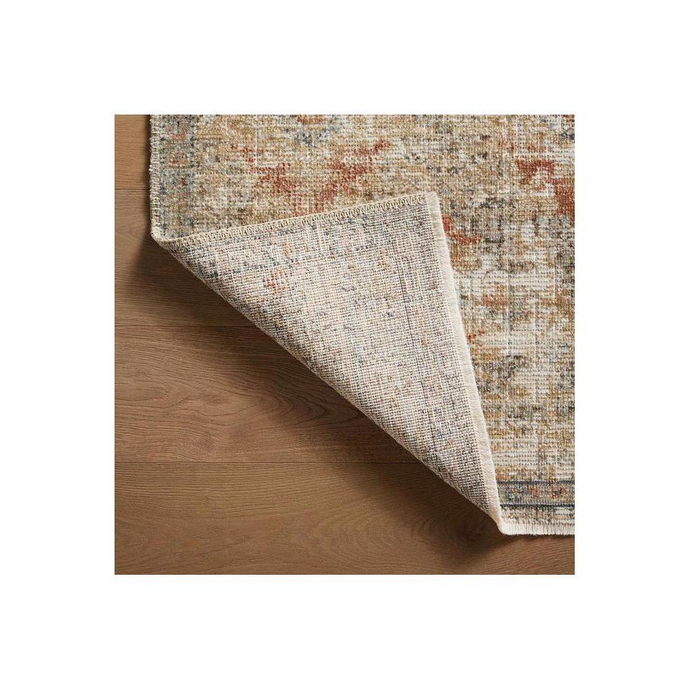 Heritage Grey Rug featuring distressed vintage pattern in ivory, grey, taupe and rust on beige background, machine-woven rug