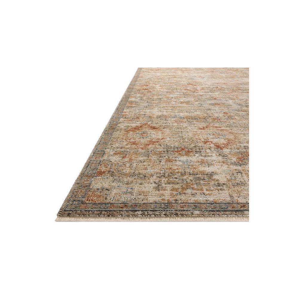 Heritage Grey Rug runner featuring distressed vintage pattern in beige, taupe, grey and rust on cream background