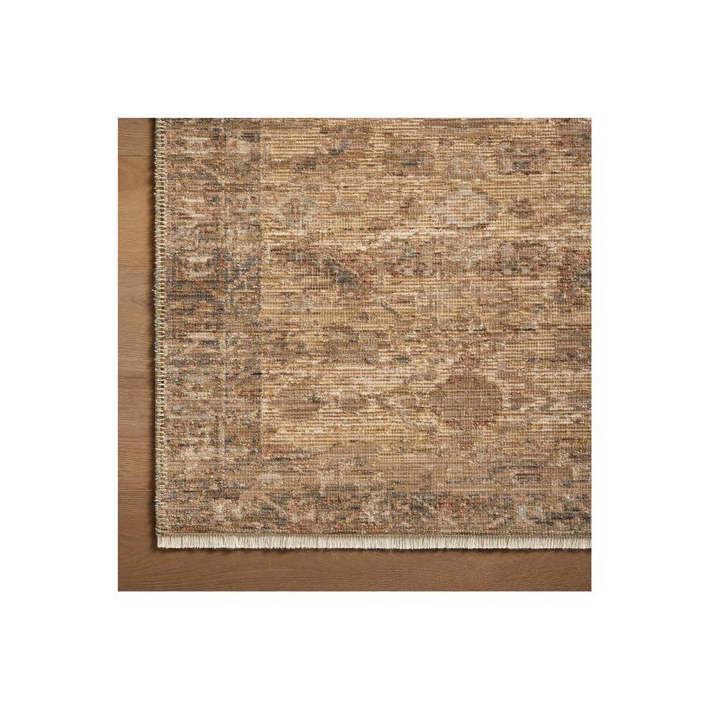 Heritage Natural Rug featuring distressed traditional pattern in beige, taupe, cream and brown on warm tan background, hand-tufted wool