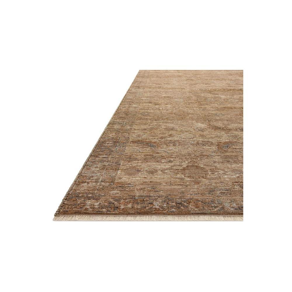Heritage Rug featuring distressed vintage pattern in tan, caramel, taupe and ivory on beige background, hand-tufted wool