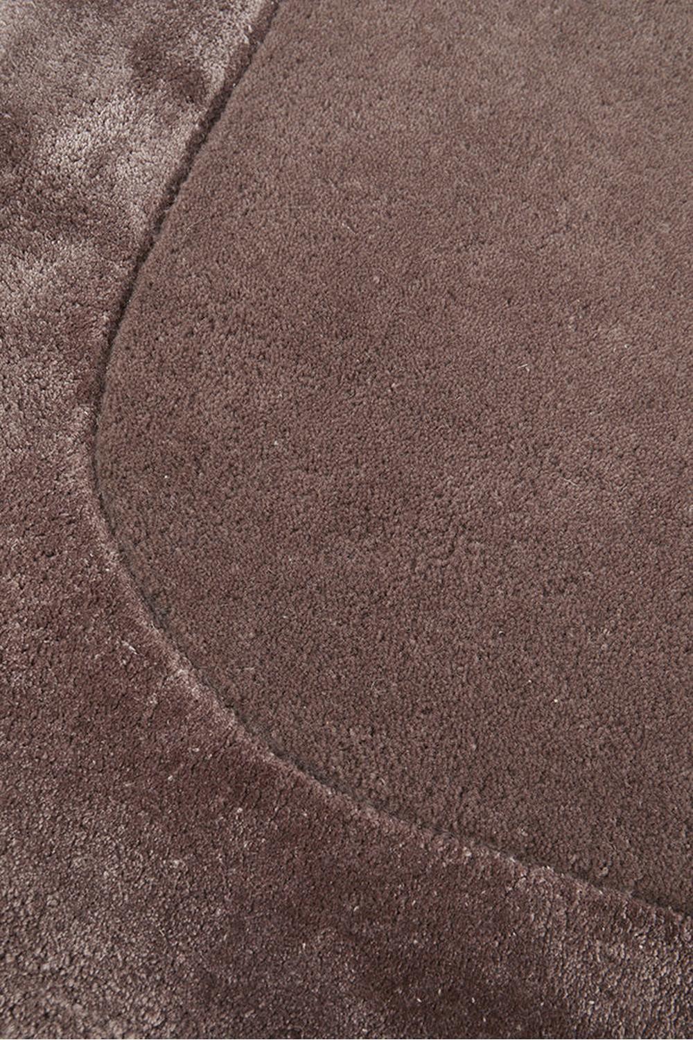 Hugo Grape Runner Rug featuring textured solid field in grape and plum on taupe background, hand-tufted wool