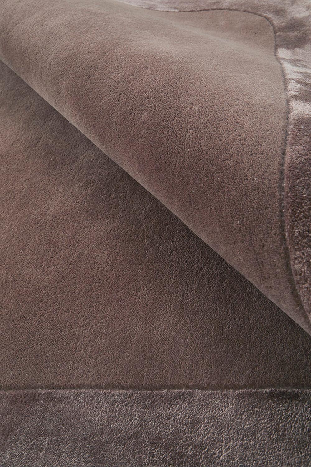 Hugo Grape Runner Rug featuring solid textured pattern in taupe, cocoa brown and cream on chocolate background, hand-tufted wool
