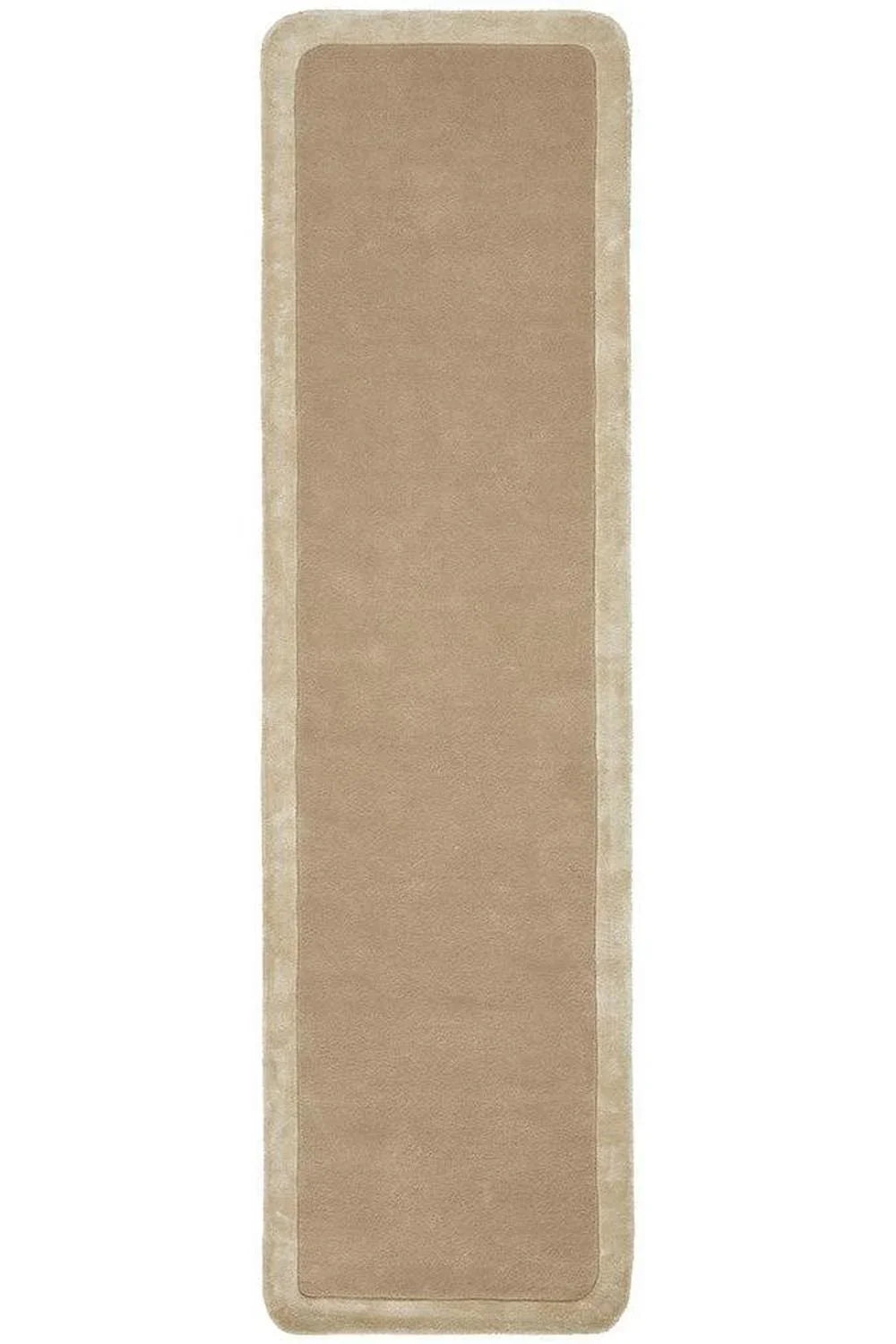 Hugo Husk Runner Rug featuring solid minimalist design in camel, beige and taupe on warm beige background by Rug Culture