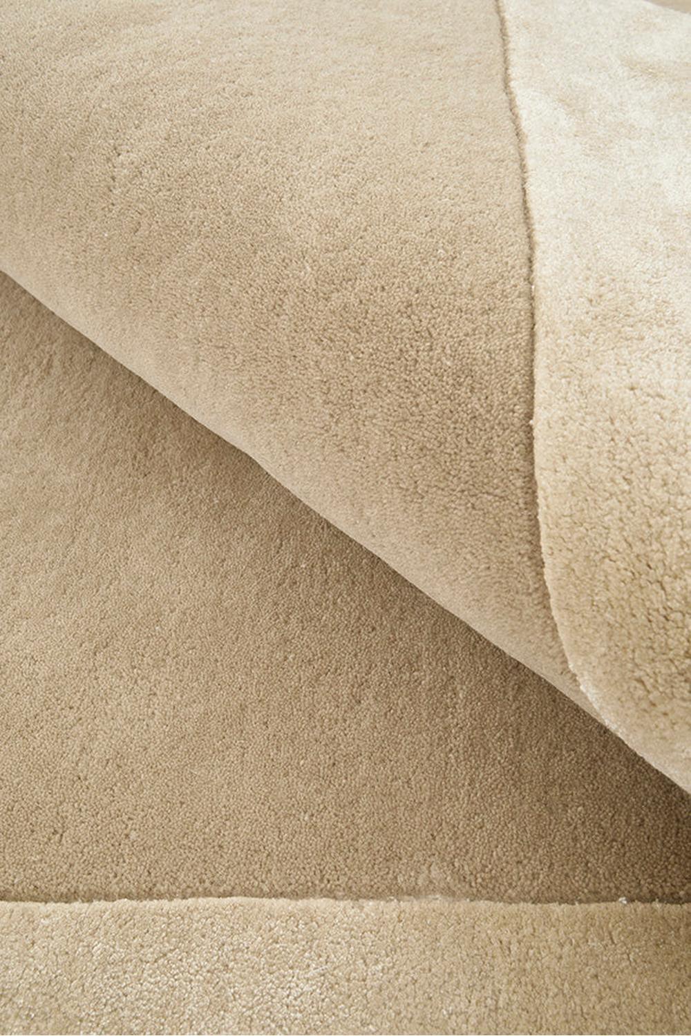 Hugo Husk Runner Rug featuring solid shag texture in beige tones on light beige background, hand-tufted wool