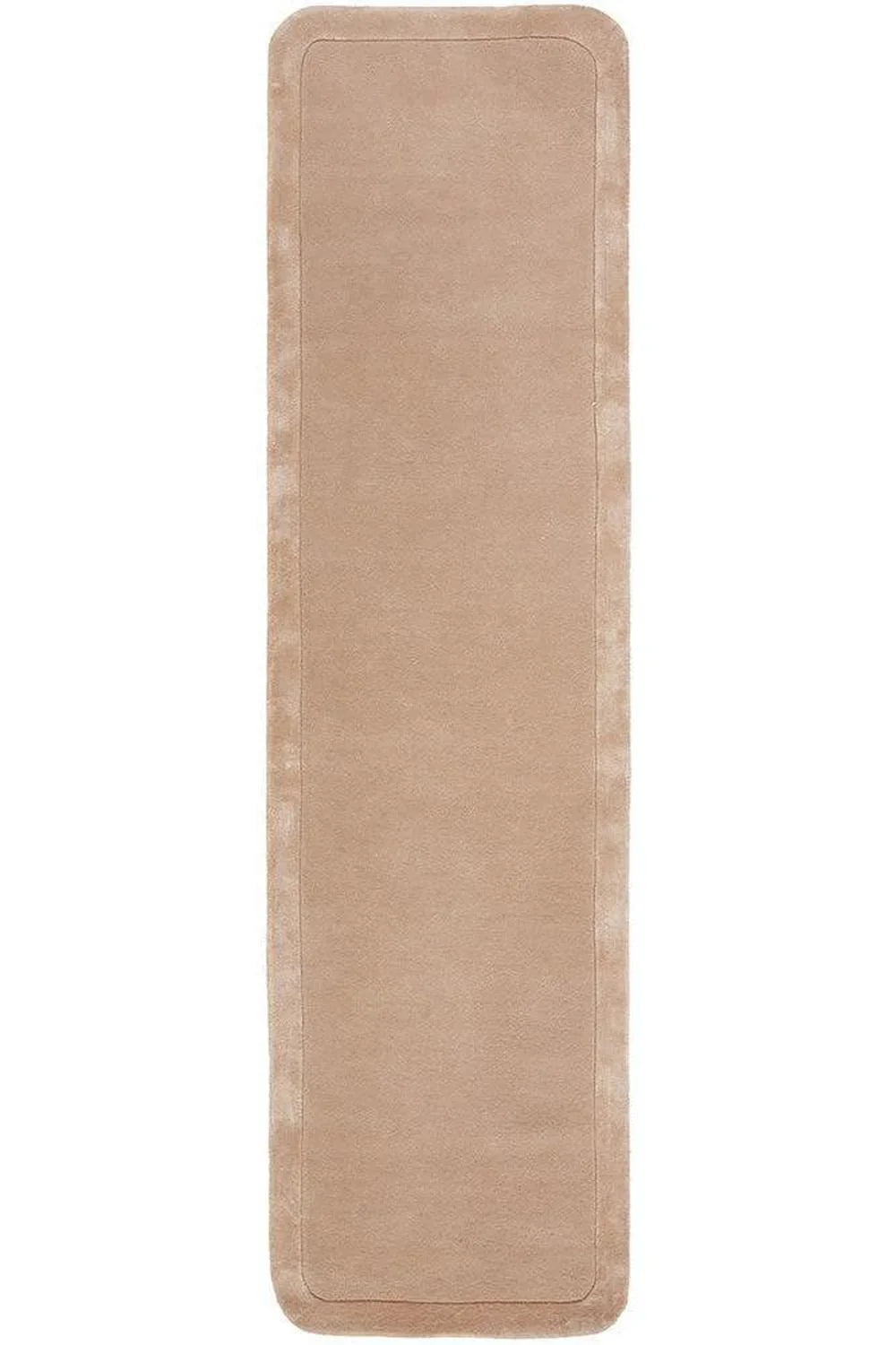 Hugo Nude Rug featuring solid minimalist runner design in nude beige on cream background, machine-made polyester