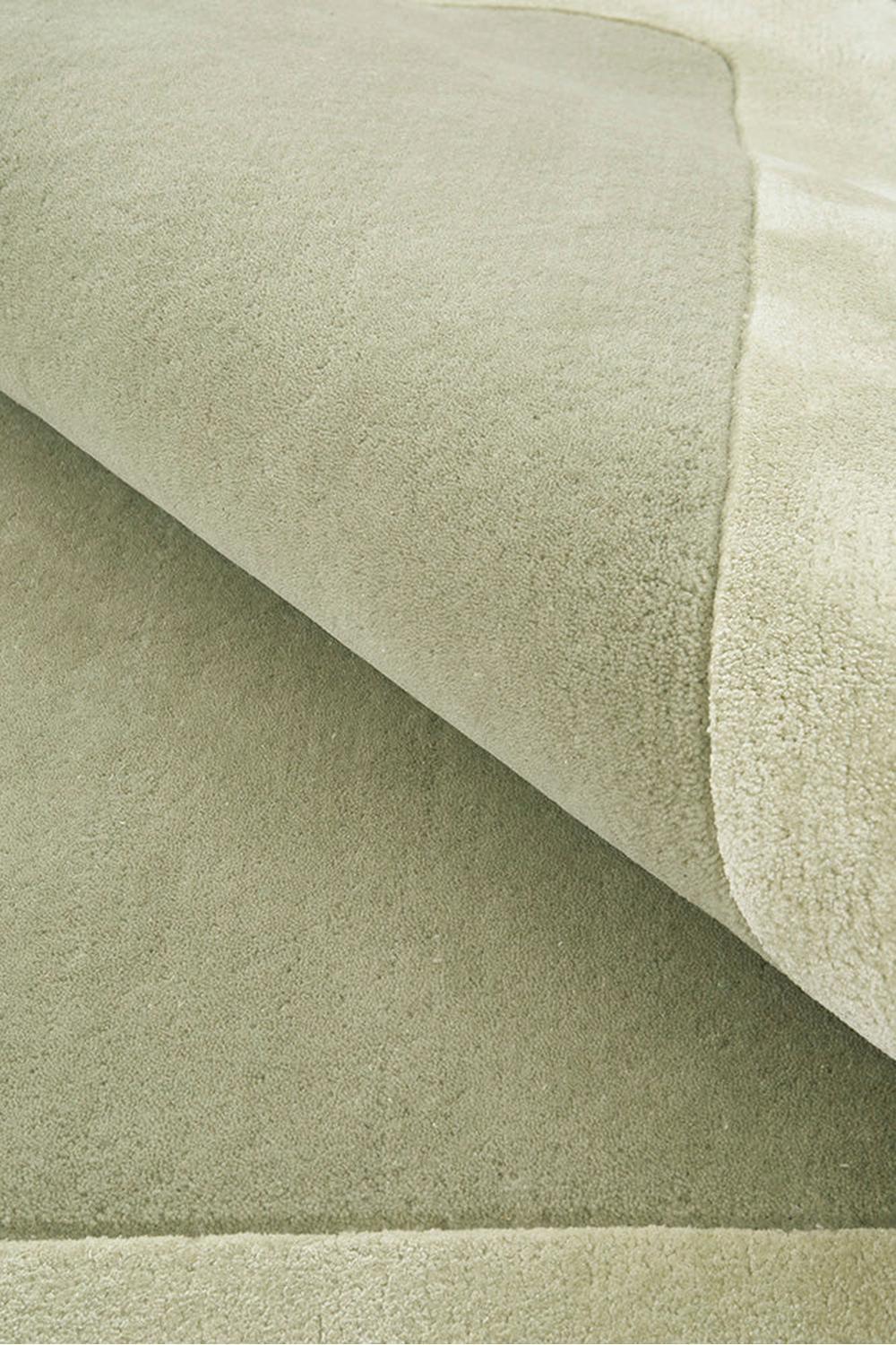 Hugo Sage Runner Rug featuring solid textured pattern in sage green on cream background, hand-tufted wool