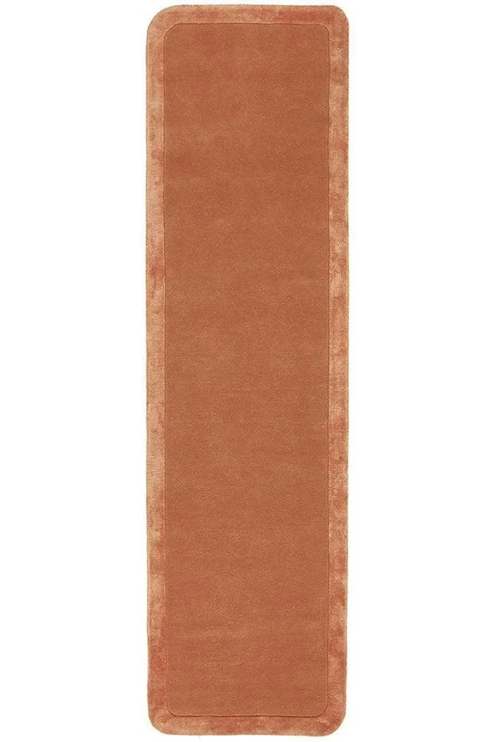 Hugo Spice Runner Rug featuring a solid design in burnt orange with a tonal border on spice background, hand-tufted wool