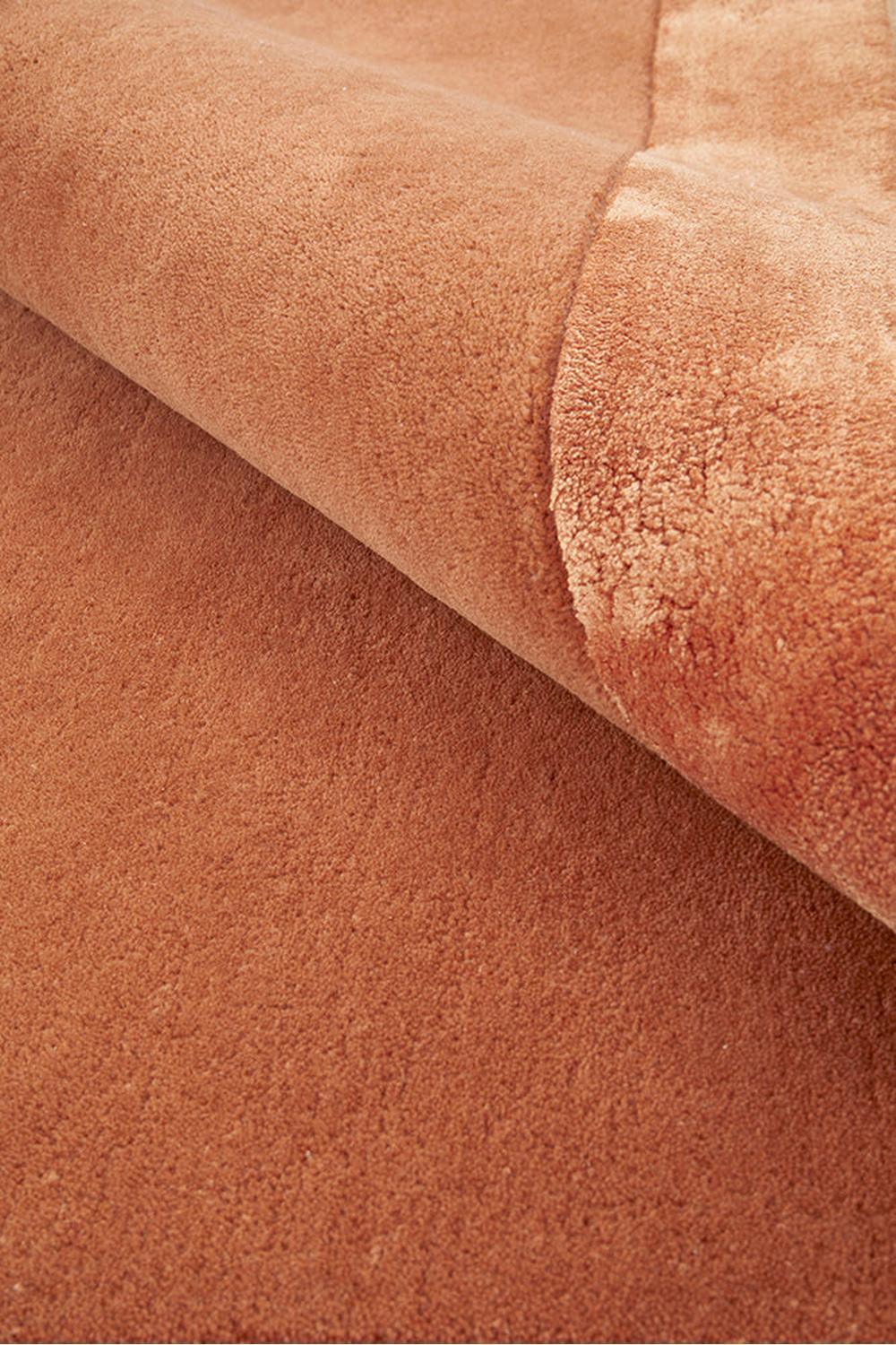Hugo Spice Runner Rug featuring solid textured field in burnt orange, terracotta and ochre on warm terracotta, hand-tufted wool