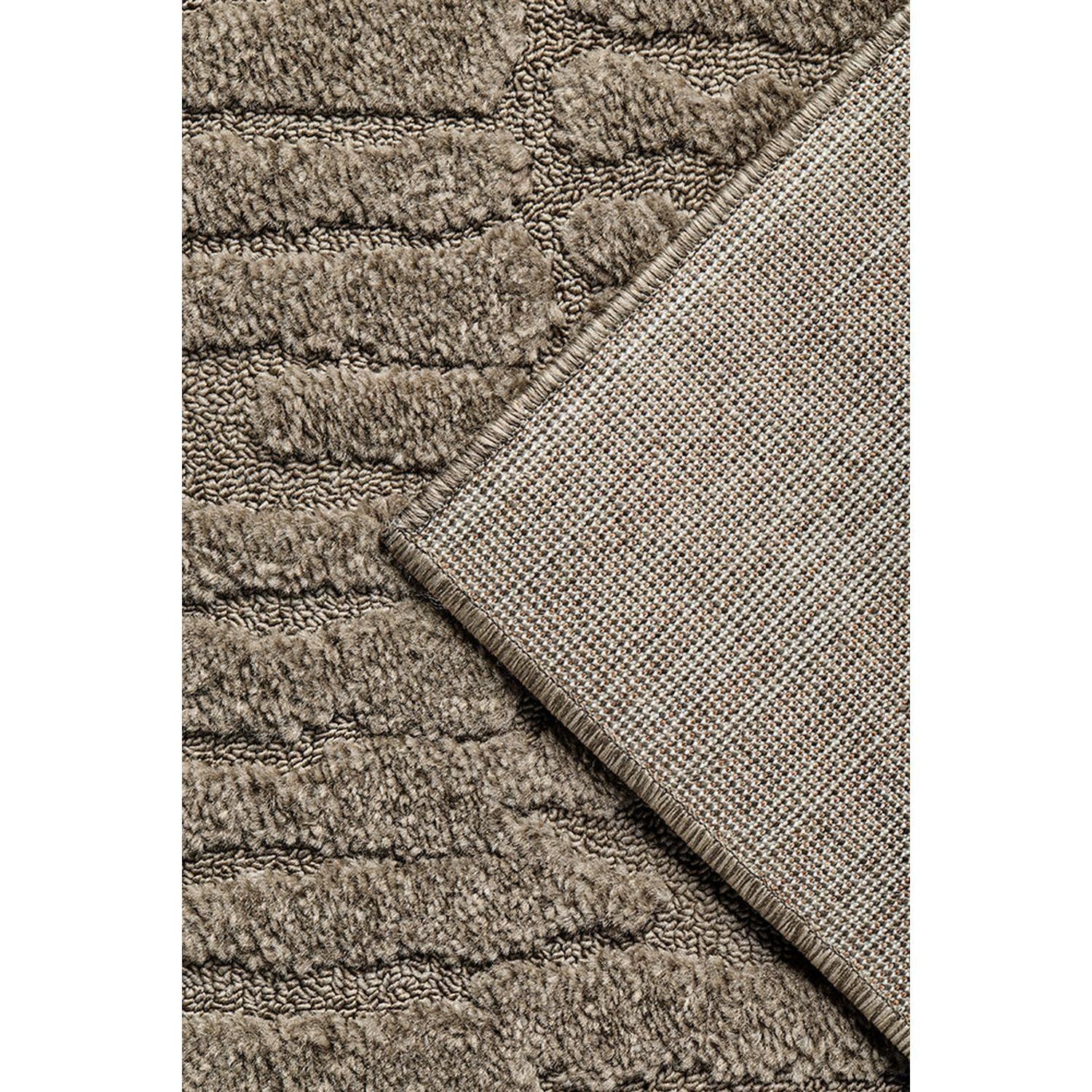 Haven Aliya Mocha Runner Rug featuring plush textured stripes in mocha brown and tan on light beige background, hand-tufted wool
