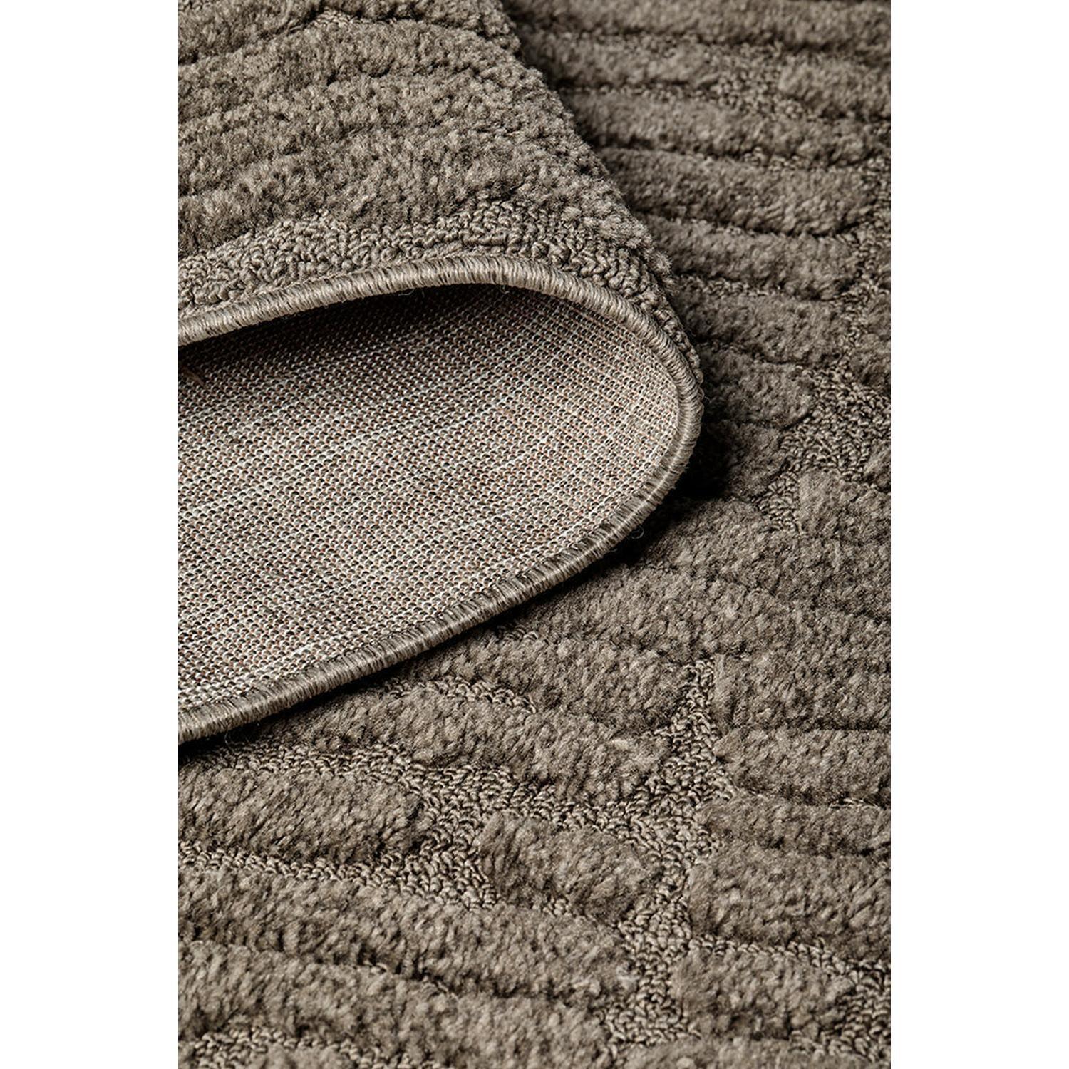 Haven Aliya Mocha Runner Rug featuring textured quilted pattern in mocha brown, taupe and cream on beige, machine-made polyester
