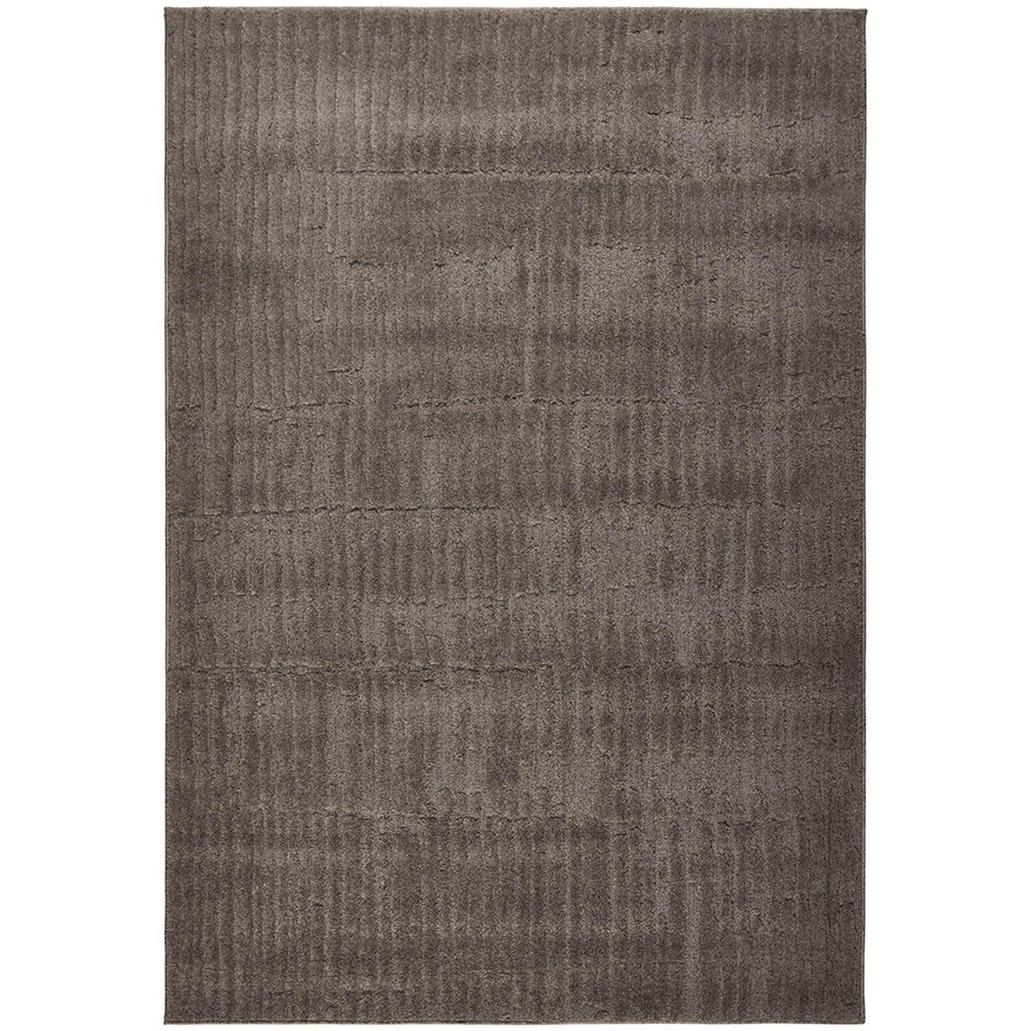 Gray area rug with a subtle pattern on a plain background