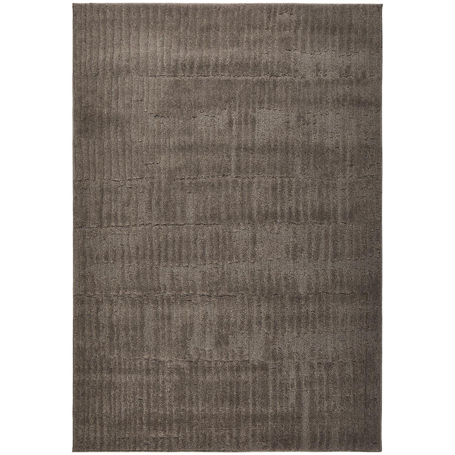 Gray area rug with a subtle pattern on a plain background