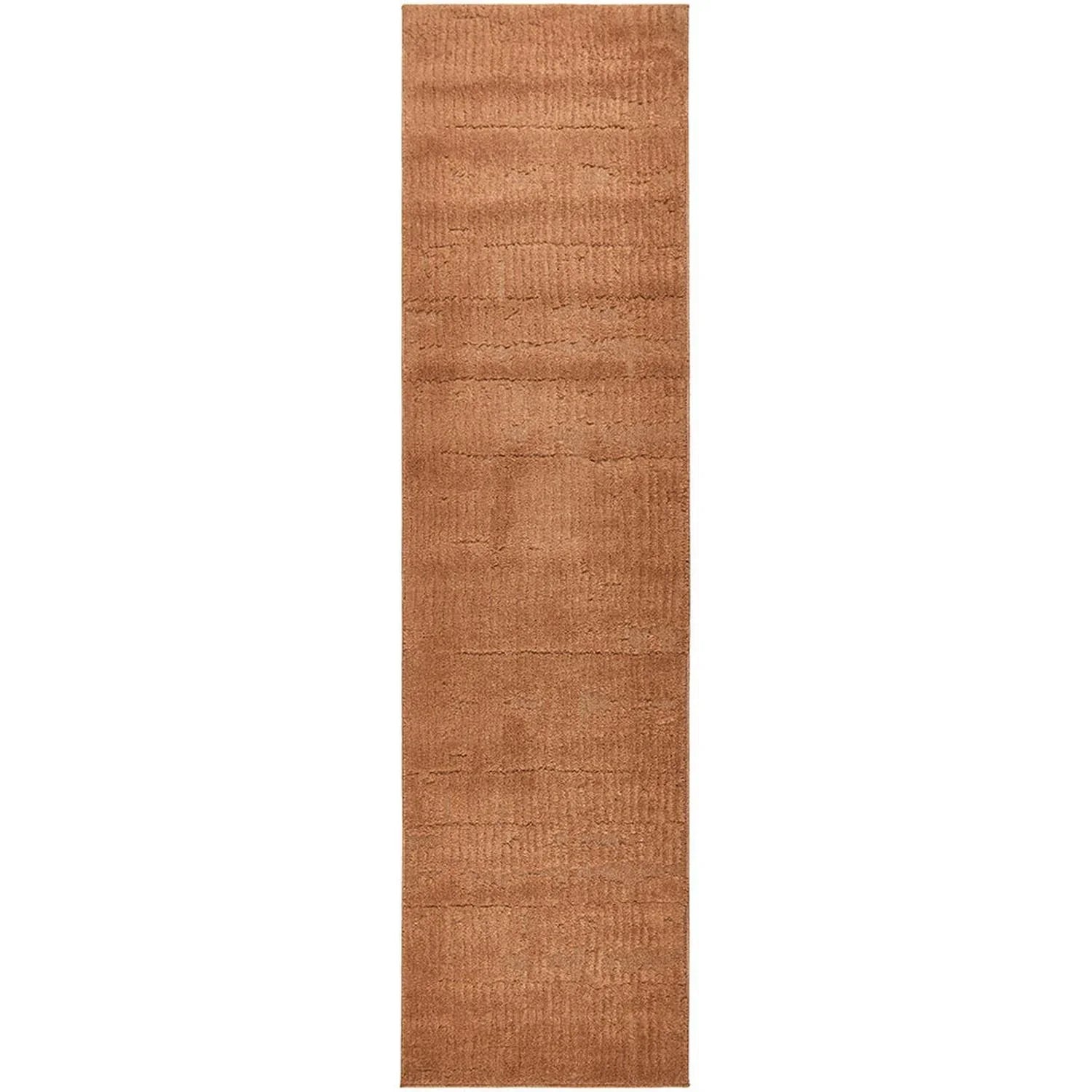 Haven Aliya Rust Rug featuring textured banded pattern in rust on white background, unknown construction, unknown material
