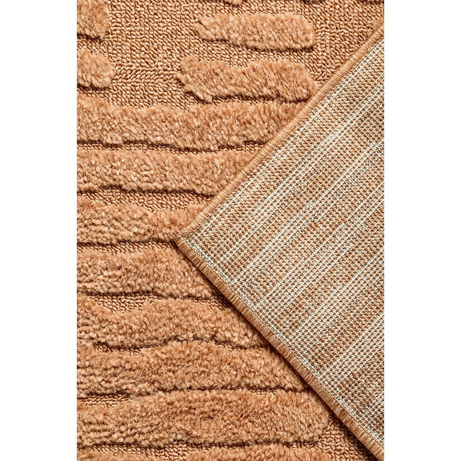 Haven Aliya Rust Runner Rug featuring plush striped pattern in rust, copper and terracotta on warm beige, hand-tufted wool