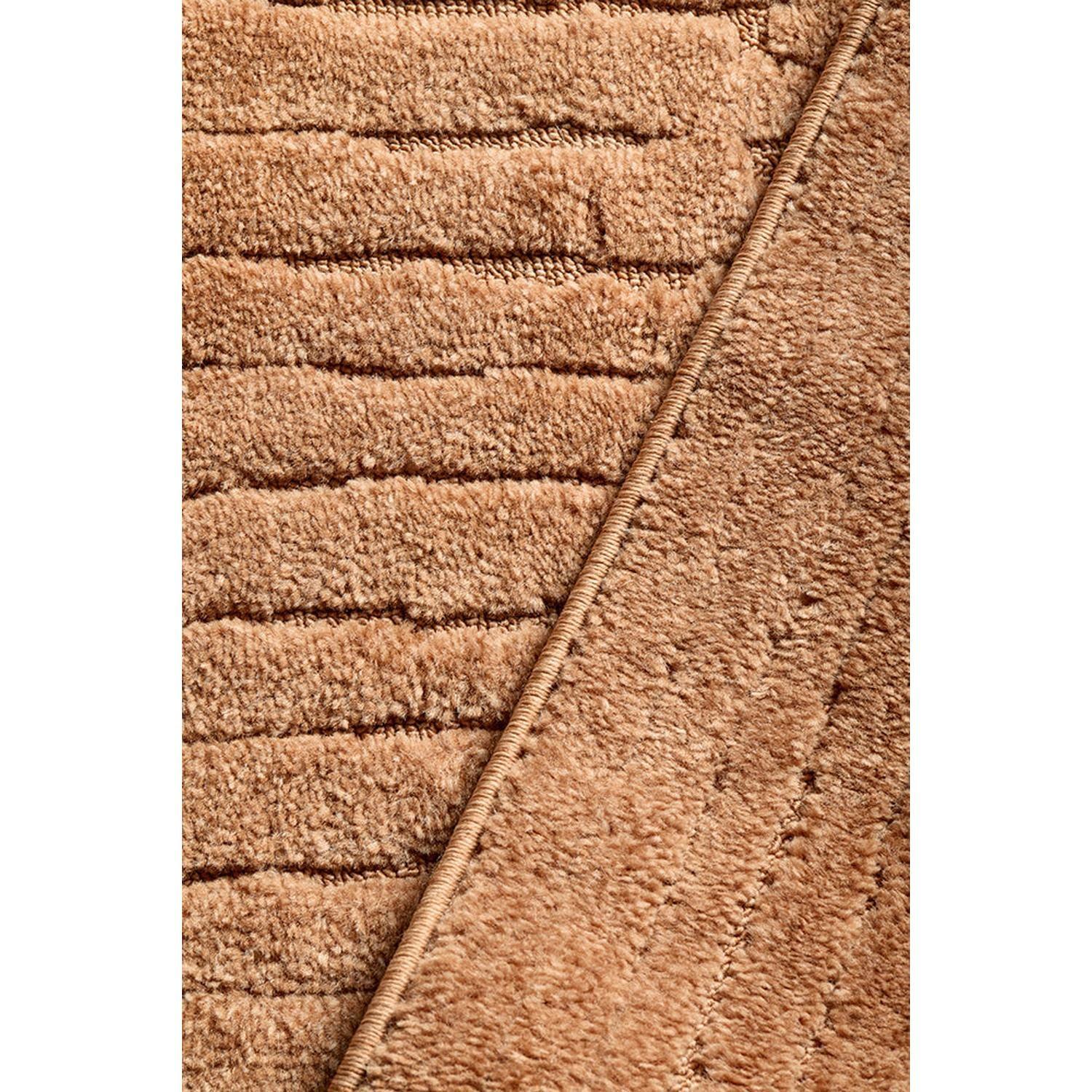 Haven Aliya Rust Runner Rug featuring plush striped shag pattern in rust, copper & tan on warm rust background, machine-made polypropylene