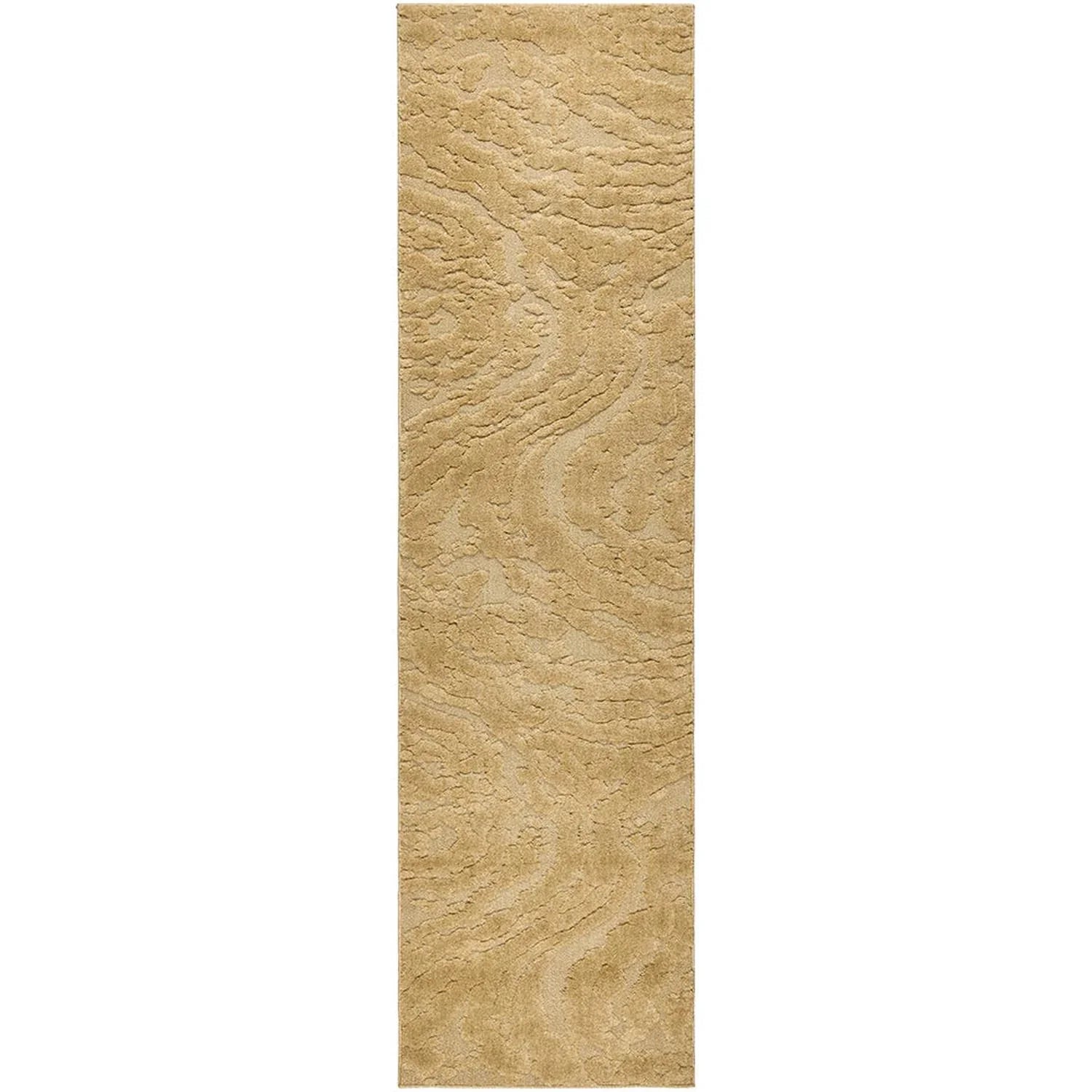Haven Nyla Gold Rug featuring abstract swirl pattern in gold, beige and cream on light cream background, hand-tufted wool