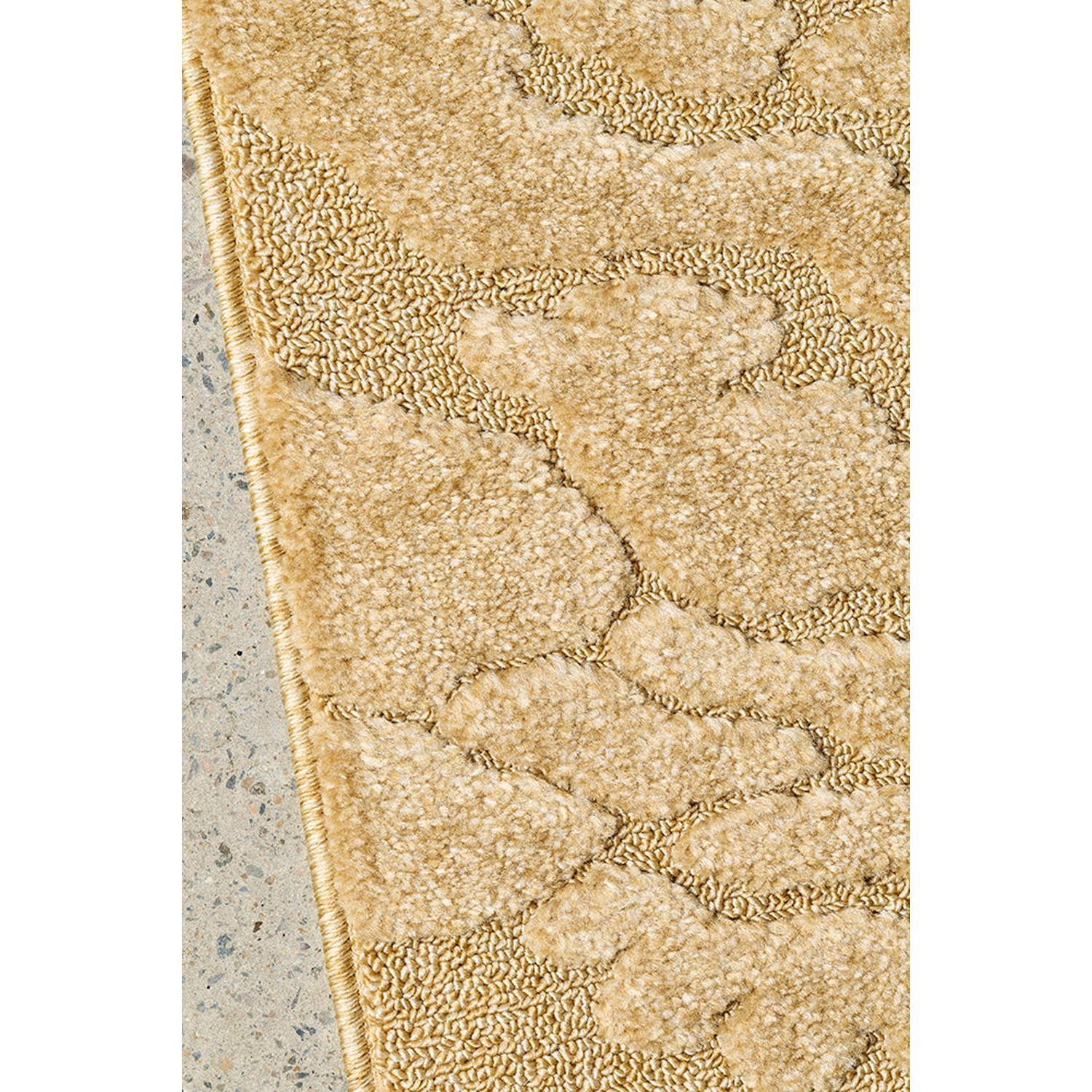 Haven Nyla Gold Runner Rug featuring abstract tufted pattern in gold, cream and beige on ivory background, machine-woven polypropylene