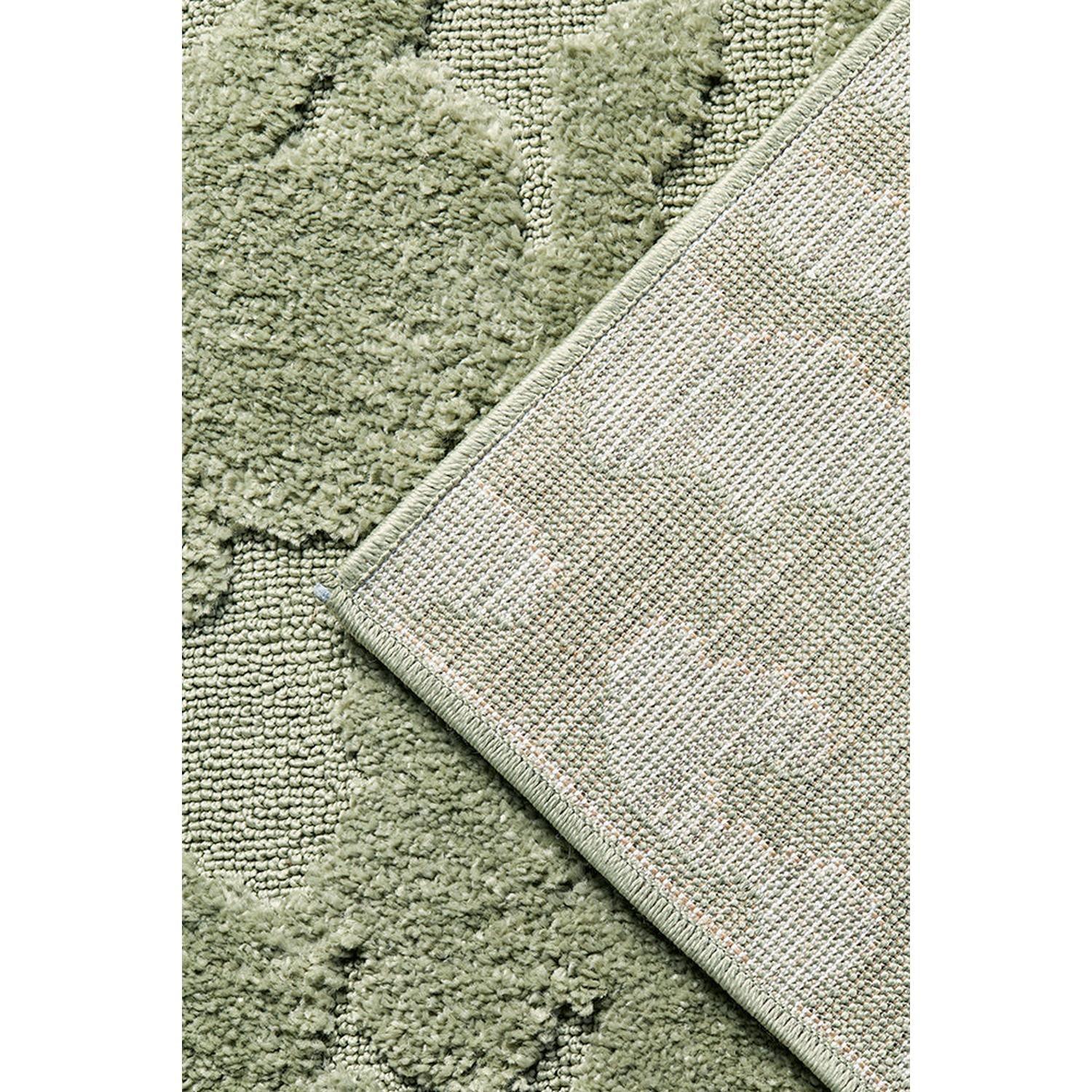 Haven Nyla Green Runner Rug featuring plush textured pile in olive and sage with beige backing, woven, Rug Culture