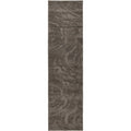 Rectangular gray rug with wavy pattern on a white background