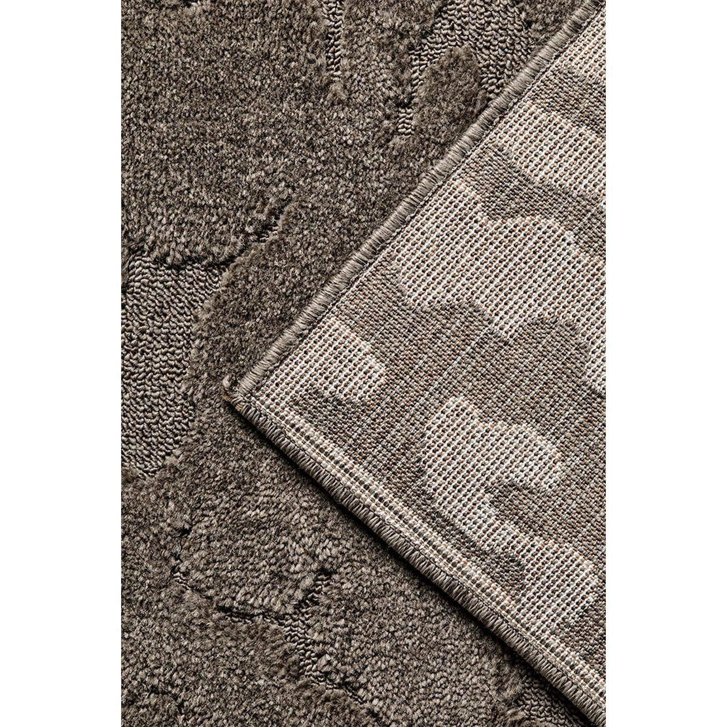Haven Nyla Mocha Runner Rug featuring plush shag in mocha brown with beige-tan backing on taupe background, machine-woven polyester