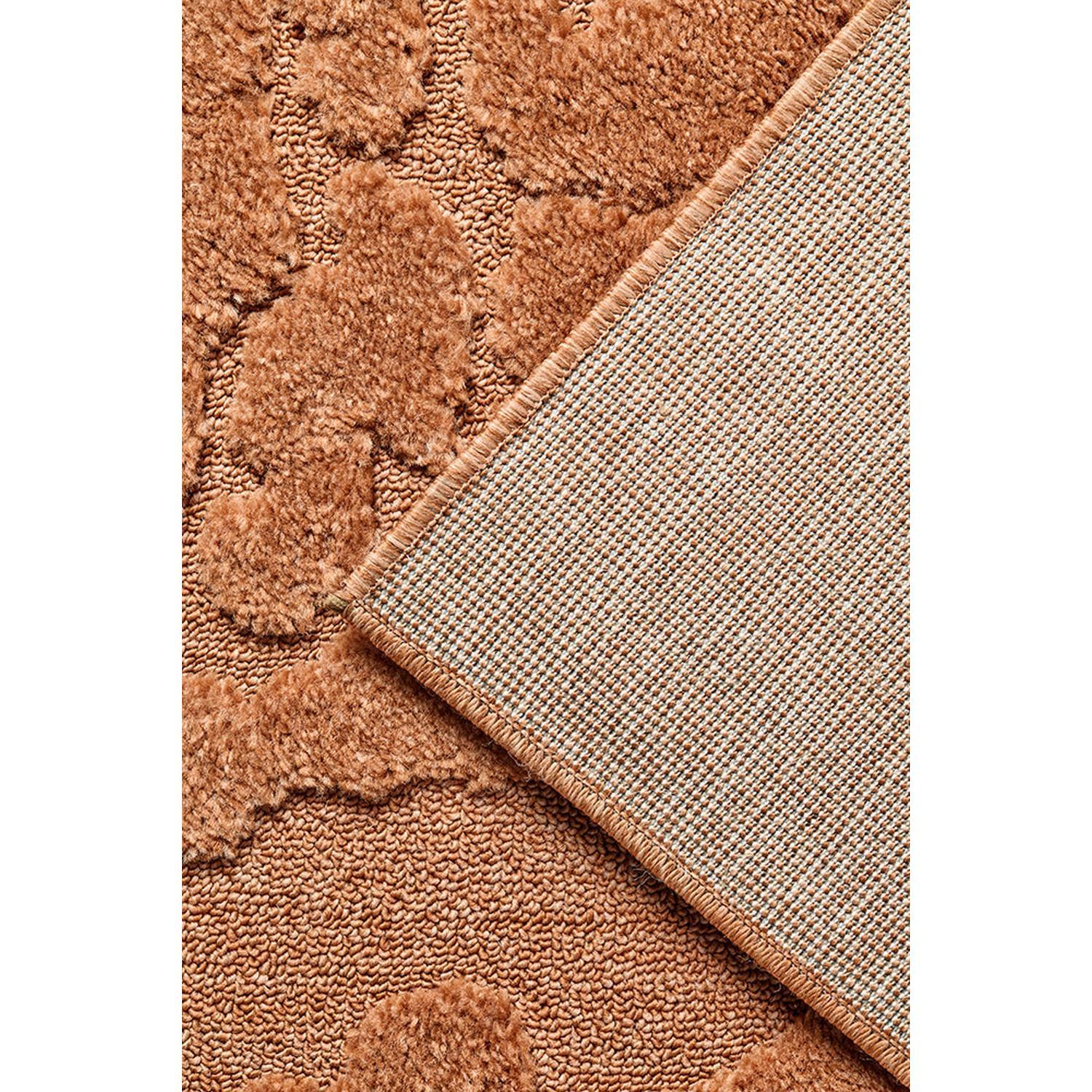 Haven Nyla Rust Runner Rug featuring floral medallion in burnt orange, terracotta and taupe on rust background, hand-tufted wool