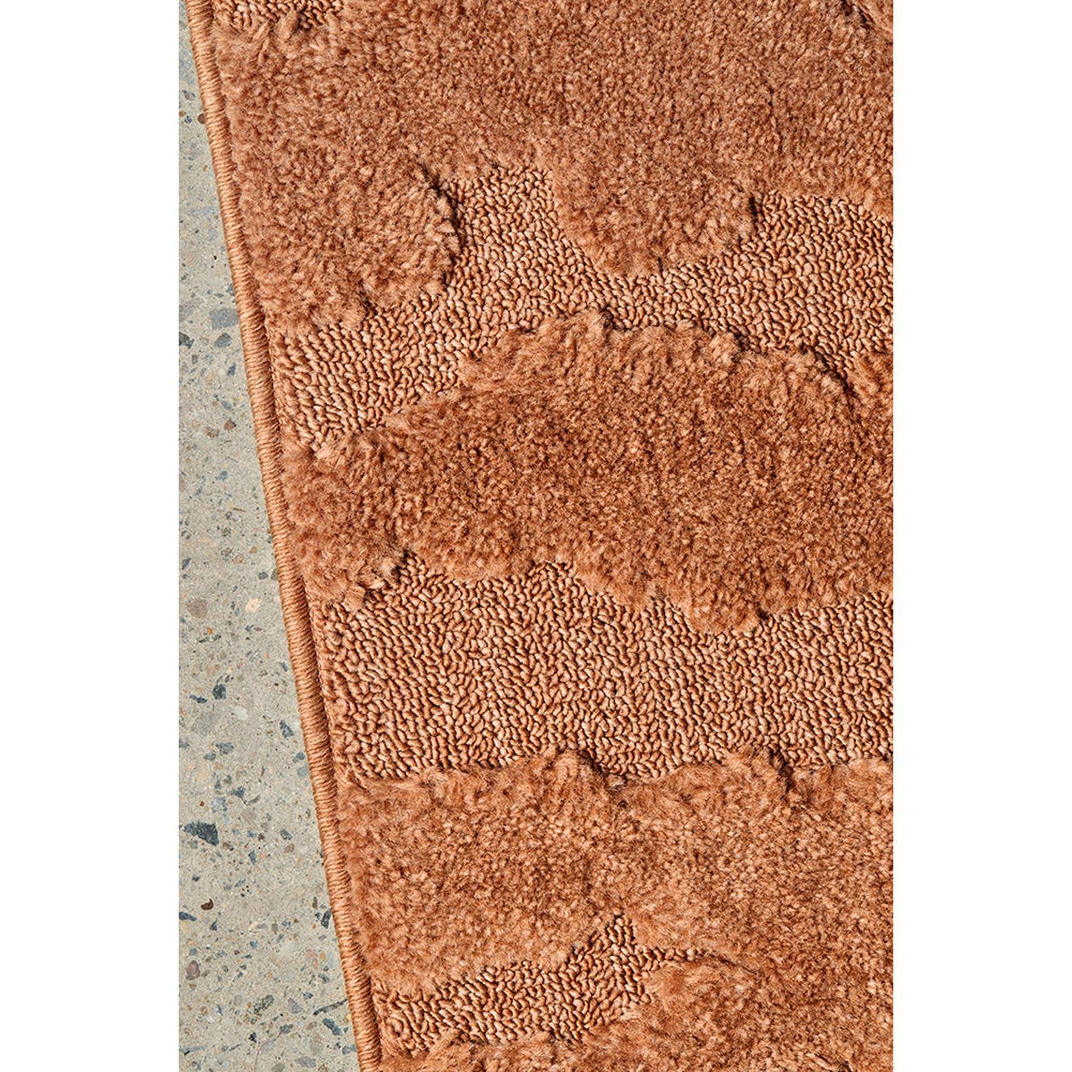 Haven Nyla Rust Rug featuring patchwork shag pattern in rust, terracotta and honey on warm rust background, hand-tufted wool