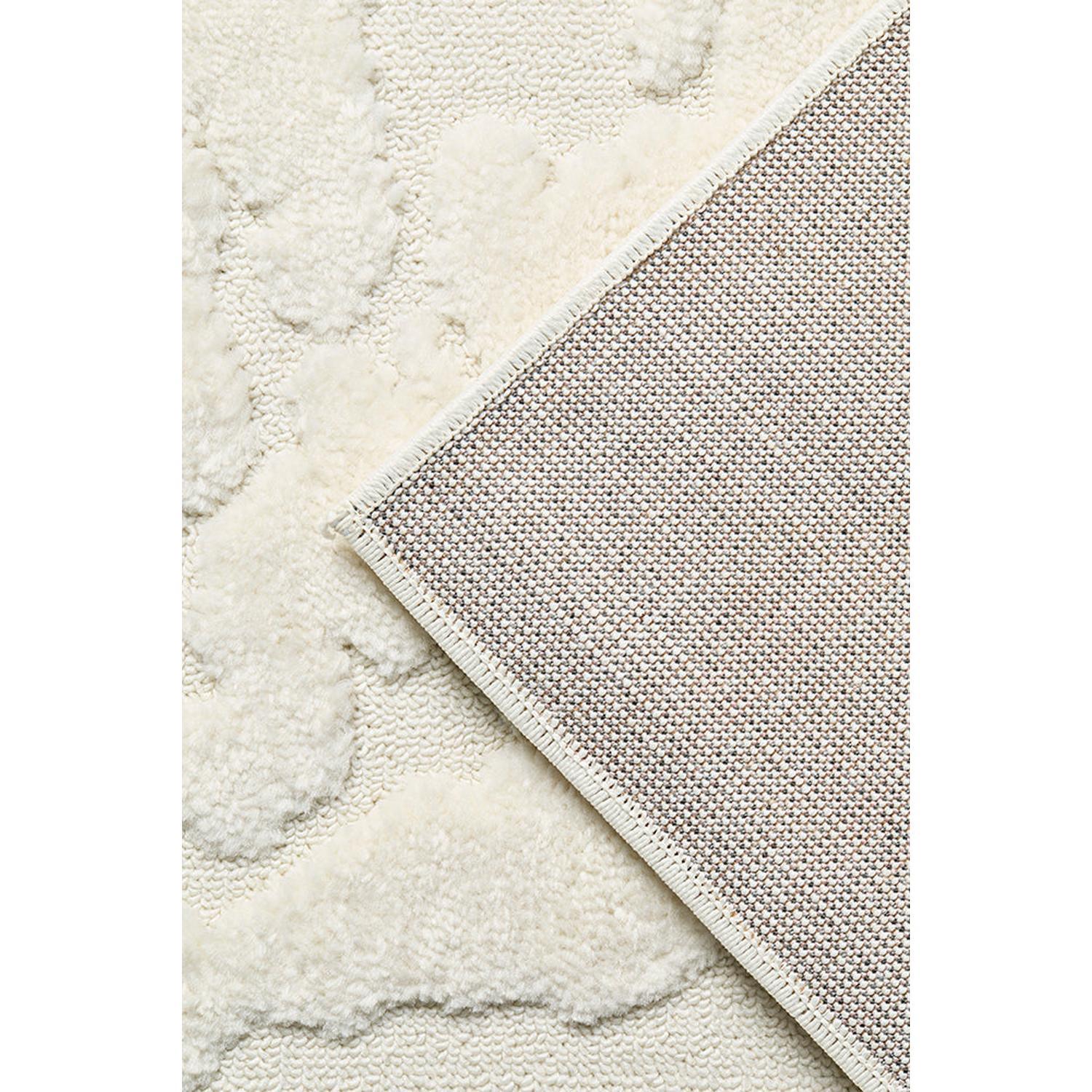 Haven Nyla White Runner Rug featuring plush shag pattern in ivory, cream and white on white background, machine-made polypropylene