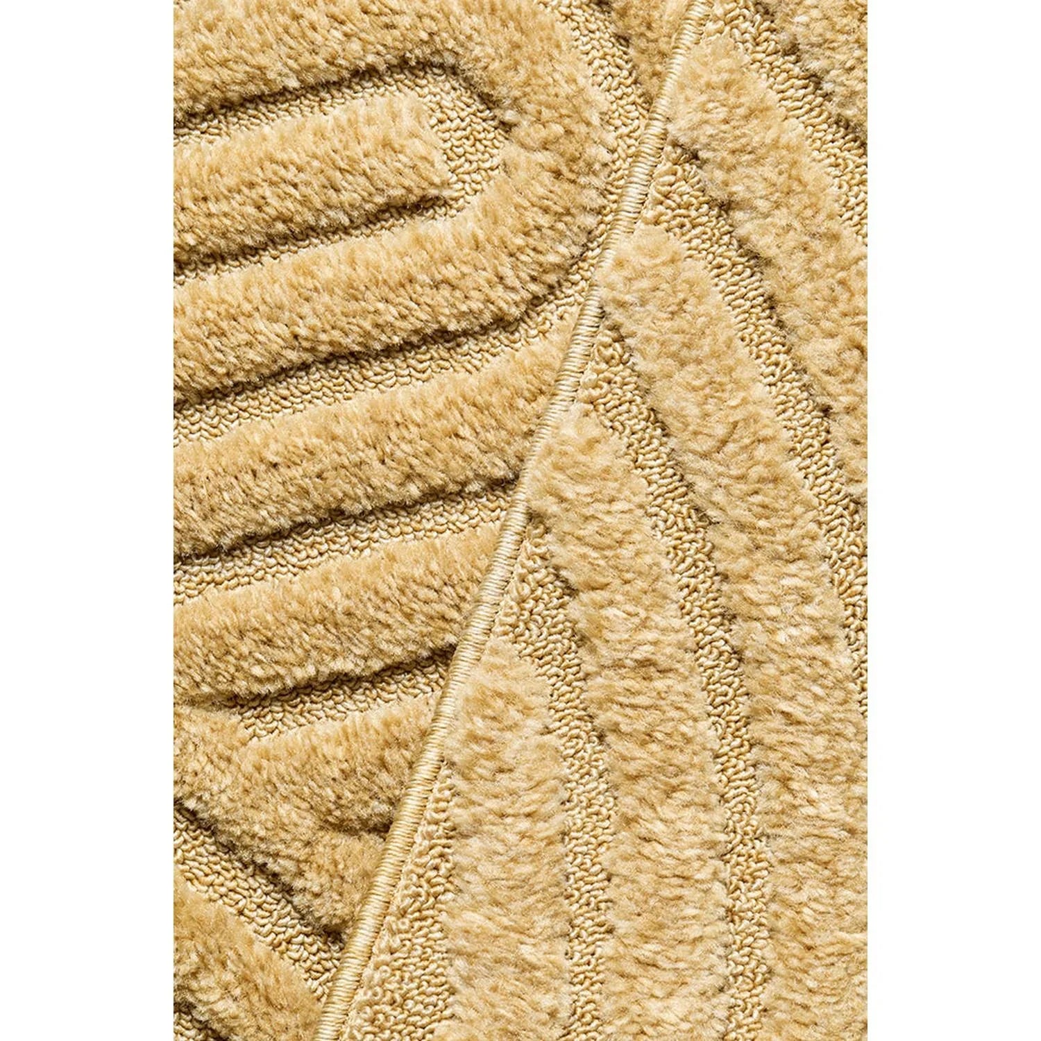 Haven Zina Gold Rug featuring abstract geometric shag pattern in gold, cream and taupe on warm beige background, hand-tufted wool