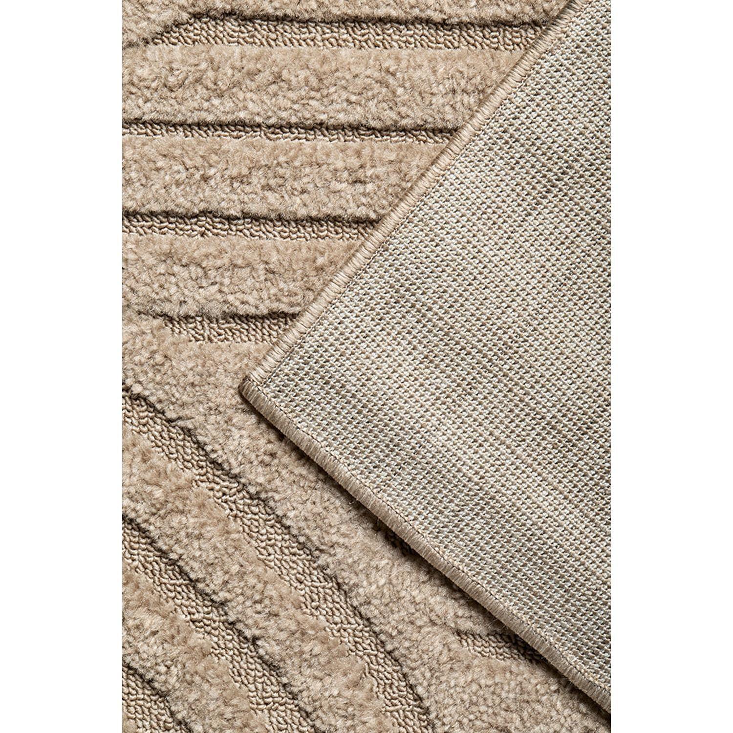 Haven Zina Latte Runner Rug featuring textured striped pattern in latte, beige and taupe on cream, machine-woven polypropylene