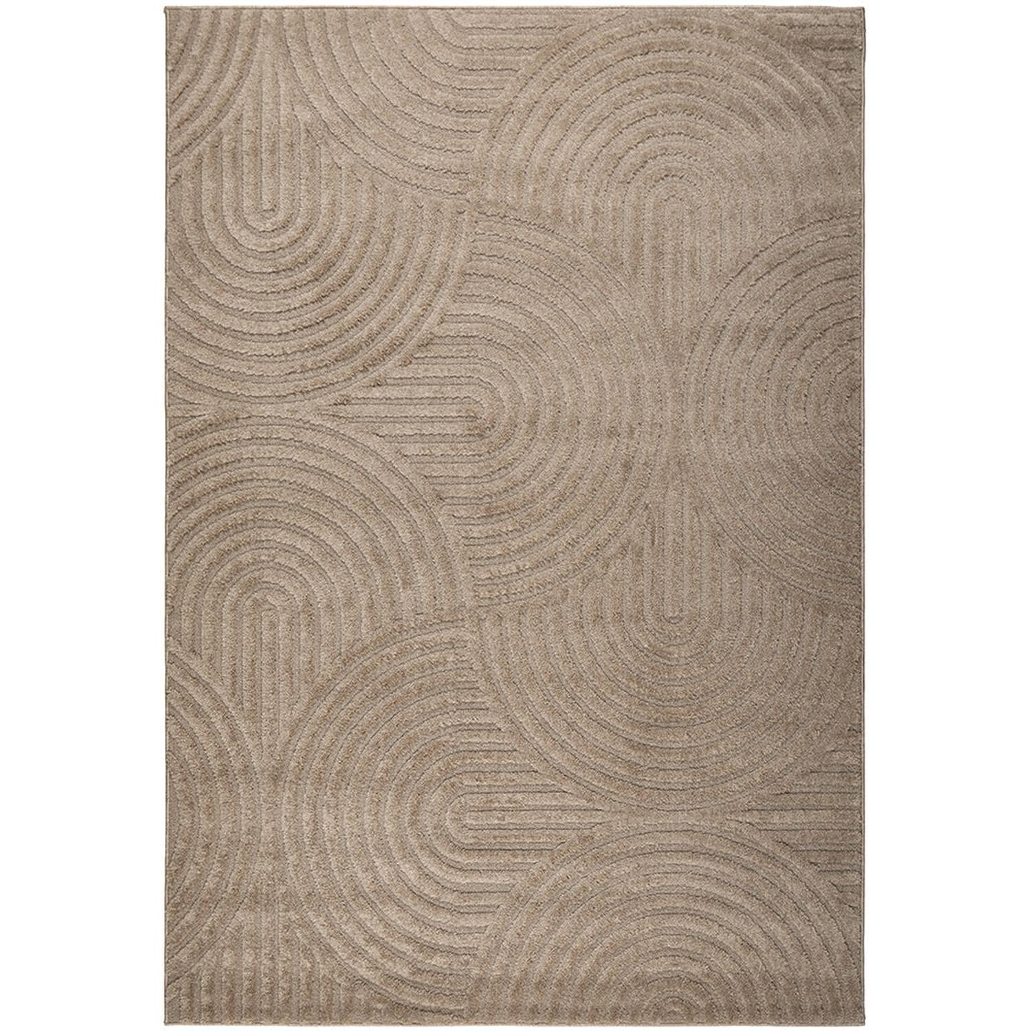 Beige area rug with wavy pattern