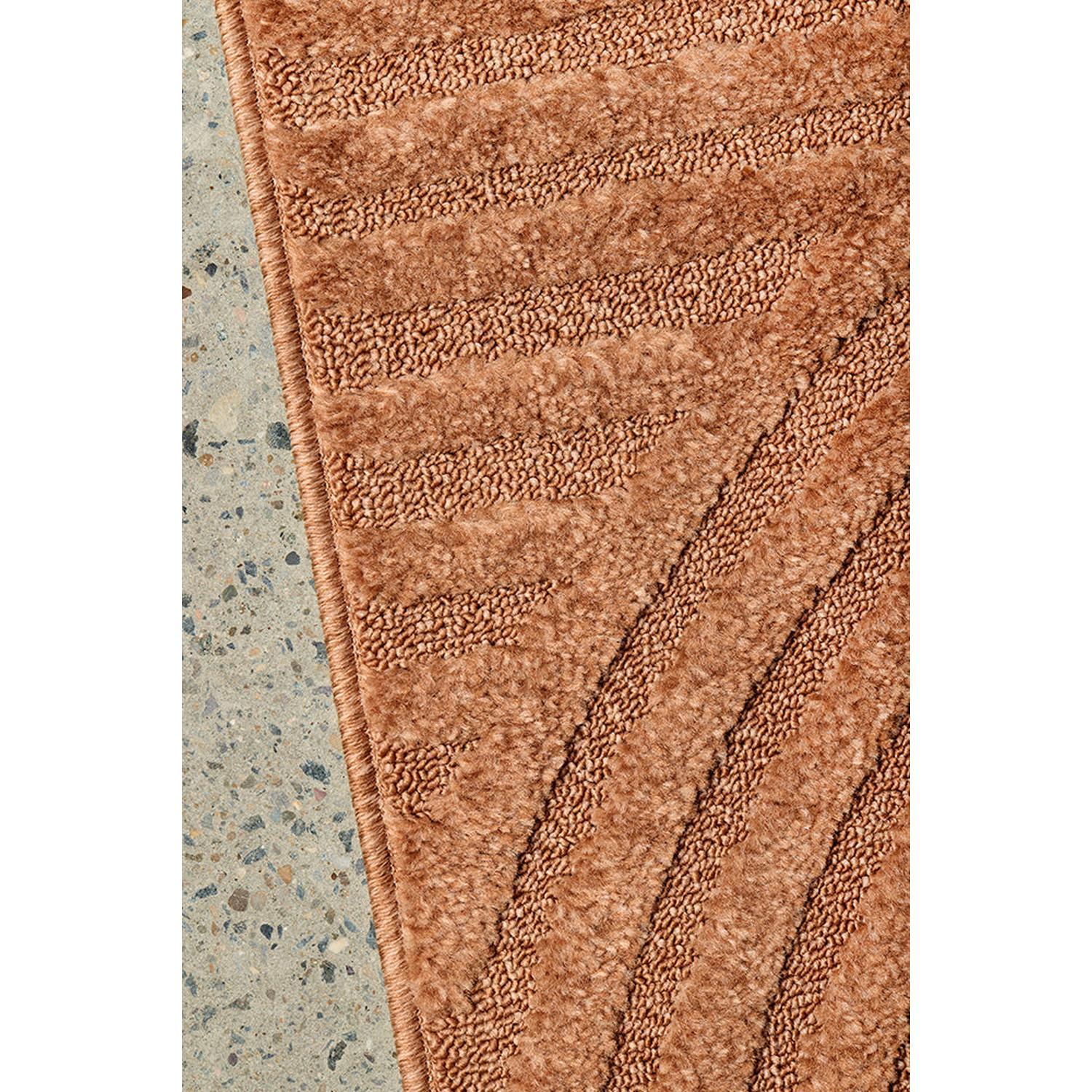 Haven Zina Rust Runner Rug featuring geometric stripe pattern in rust, burnt orange, terracotta on warm tan background, machine-made polypropylene