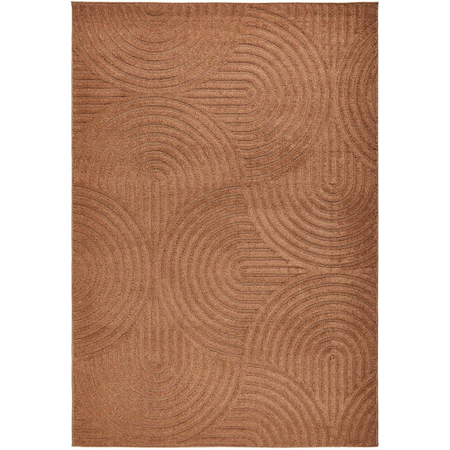 Brown area rug with wavy pattern