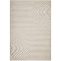Lotus Abbey Beige Rug featuring circular ripple pattern in beige and taupe on cream background, hand-tufted wool