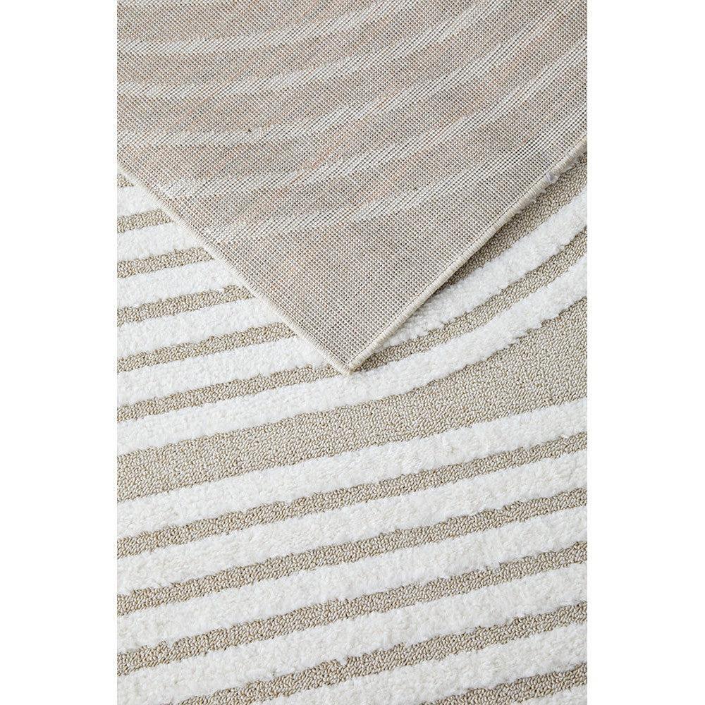 Lotus Abbey Mixed Rug featuring striped pattern in ivory, taupe and beige on cream background, woven rug from Rug Culture