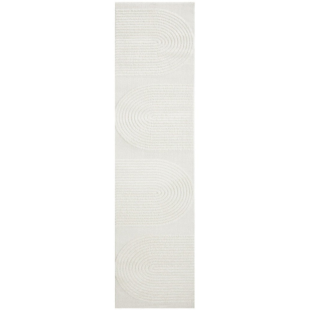 Lotus Abbey White Runner Rug