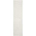 Lotus Abbey White Runner Rug featuring concentric circular pattern in ivory on white background, hand-tufted wool