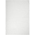 Lotus Abbey White Rug featuring abstract circular ridge pattern in white on white background, hand-tufted wool