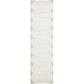 Lotus Carl Mixed Runner Rug featuring geometric concentric oval pattern in white and ivory on beige background, machine-made polypropylene