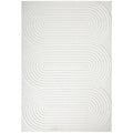Lotus Carl White Rug featuring concentric ripple pattern in white on cream background, hand-tufted wool