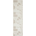 Lotus Leo Mixed Runner Rug featuring geometric abstract pattern in cream and beige on sand background, machine-woven polypropylene