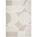 Lotus Leo Mixed Rug featuring geometric curved stripe pattern in beige and ivory on cream background, hand-tufted wool