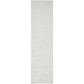 Lotus Leo White Runner Rug featuring geometric circular pattern in ivory, cream and pale beige on ivory background, hand-tufted wool