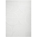 Lotus Leo White Rug featuring geometric circular pattern in white on white background, hand-tufted wool