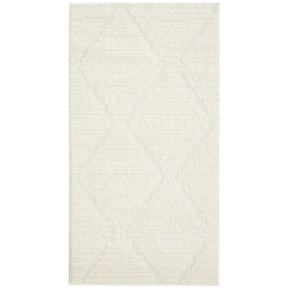 Marigold Aria White Rug featuring abstract pattern in ivory on cream background, hand-tufted wool