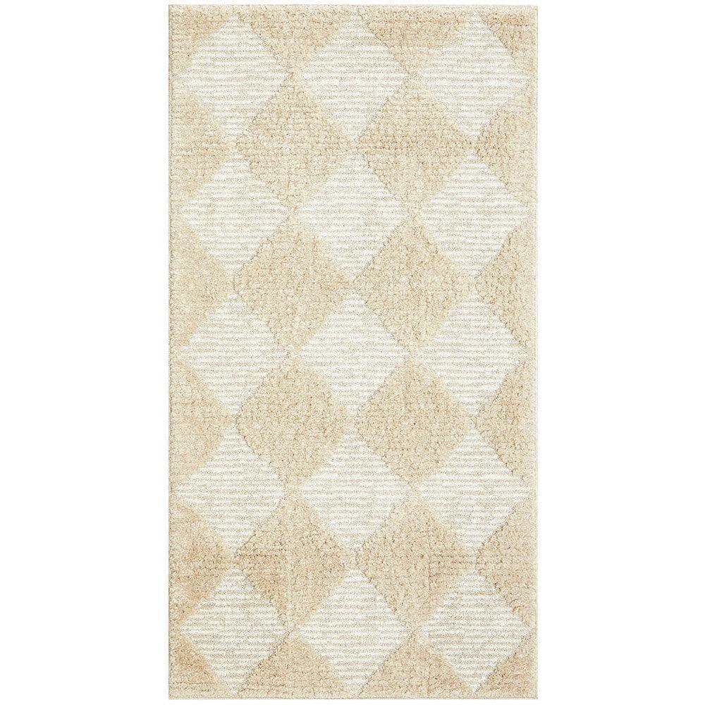 Marigold Aylin Diamond Beige Rug featuring diamond geometric pattern in ivory and light taupe on beige background, machine-made rug