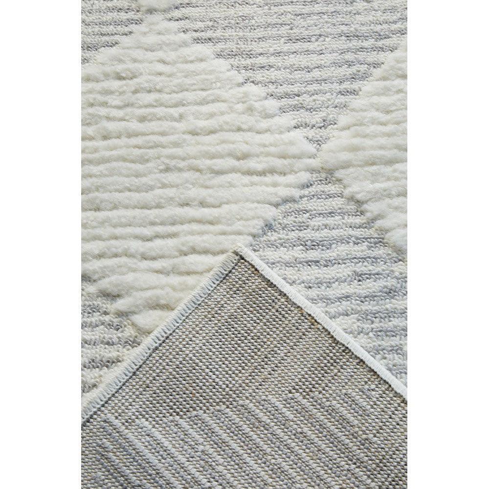Marigold Aylin Diamond Ivory Rug featuring geometric diamond pattern in ivory and light gray on ivory background, machine-made polyester