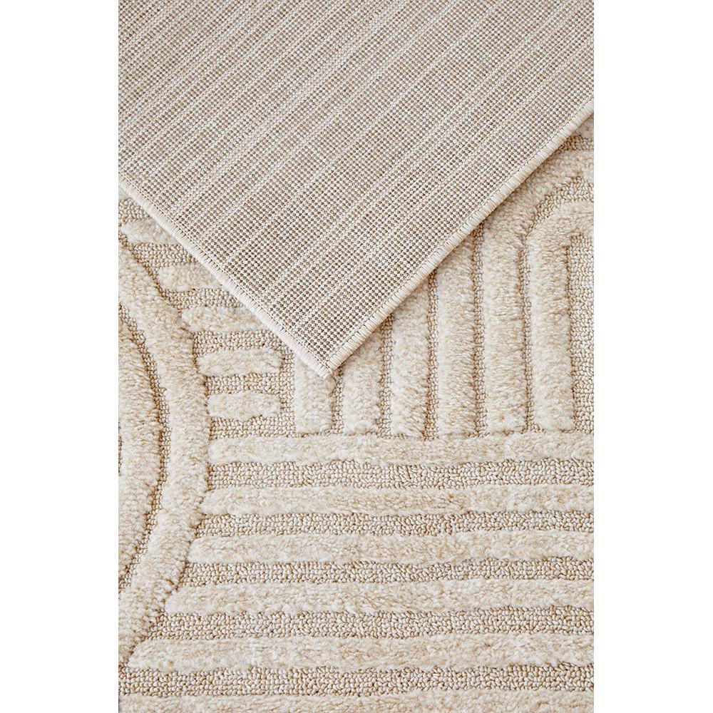 Marigold Dior Natural Runner Rug featuring geometric striped pattern in cream, beige and taupe on ivory, hand-tufted wool