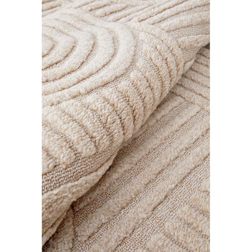 Marigold Dior Natural Runner Rug featuring striped ribbed pattern in cream, beige and taupe on ivory background, hand-tufted wool