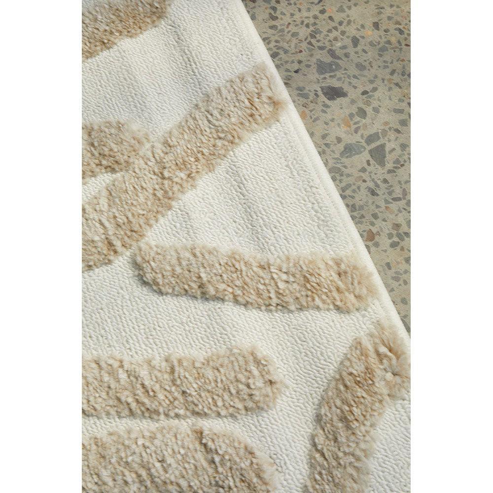 Marigold Jayla Abstract Art Beige Rug featuring abstract pattern in beige, cream and tan on ivory background, hand-tufted wool